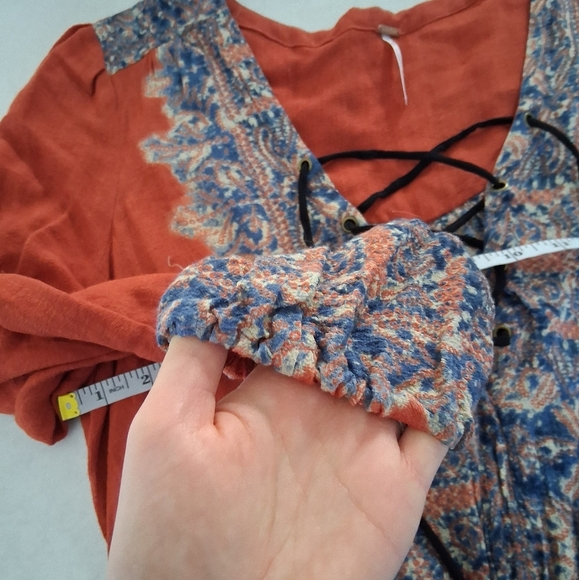 Free People/ Wildest Moment Lace Up Tunic/ Color Persimmon/ Size US S - Picture 9 of 17